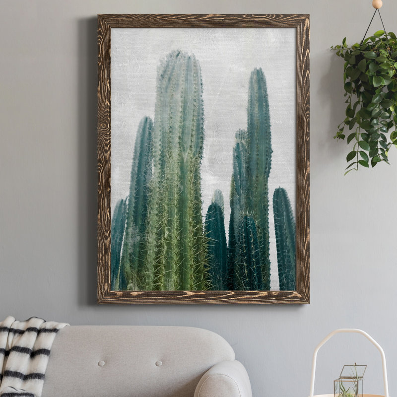 Aruba Cacti I - cadre photo, impression sur toile, H 31,5 po x l 23,5 po x P 1,5 po, Noyer