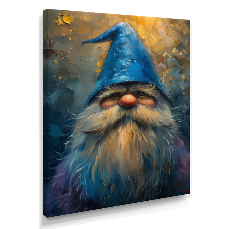 Blue Gnome Glimmering Glimpse - Décoration murale gnome, Toile tendue, H 12 po x l 20 po