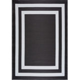 Noxen Geometric Machine Woven Black/Off-White Indoor / Outdoor Area Rug
