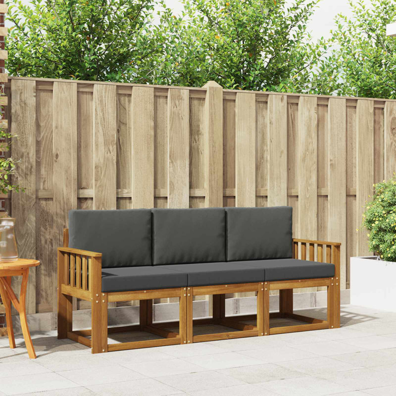 Ensemble de 3 canapés d'extérieur vidaXL en bois d'acacia naturel et anthracite massif