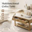 Table basse de rangement COLAMY VERSE 47,2 po avec 2 tiroirs et une tablette ouverte