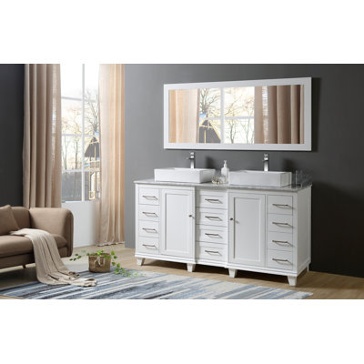 Vazrig 72'' Double Bathroom Vanity with Marble Top