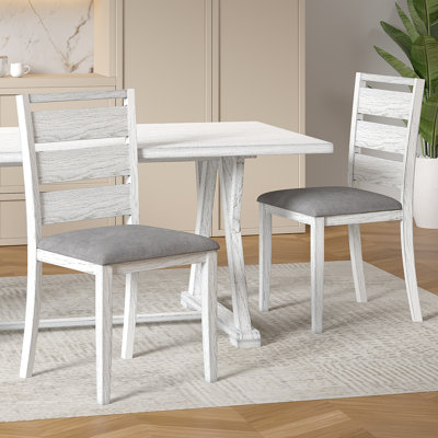 Ensemble de 2 chaises de salle à manger en bois massif, chaises d'appoint sans accoudoirs avec pieds en bois d'hévéa pour salle à manger