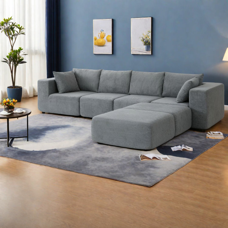 Canapé modulaire moderne en U en velours pour salon familial