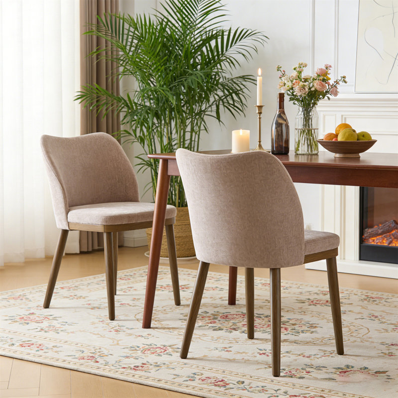 Chaise de salle à manger, ensemble de 2 (table non incluse), Crème abricot