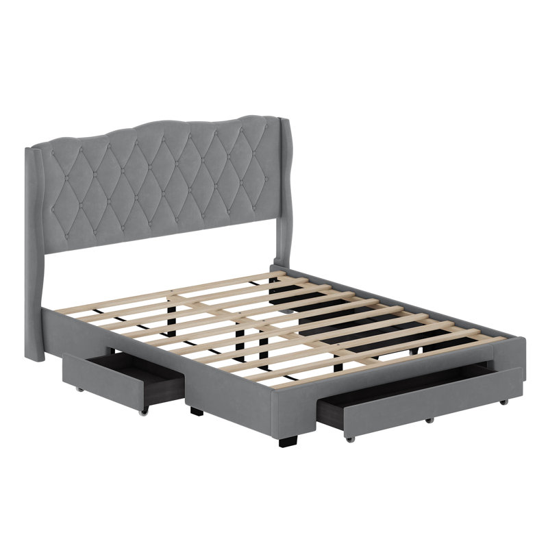 Lit avec rangement Shanetria, gris