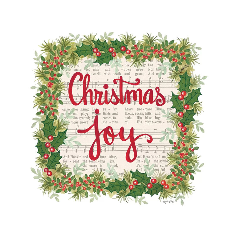 Christmas Joy Holiday Wreath by Annie LaPoint - Wrapped Canvas Gallery-Wrapped Canvas Giclée