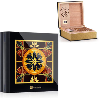  L26l Book Cigar Humidor For 80 Cigars – Decorative Book Style Humidor Box – Spanish Cedar Lining, Piano Lacquer Finish, Digital Hygrometer, Magnetic Seal – Gift For Cigar Aficionados, Black