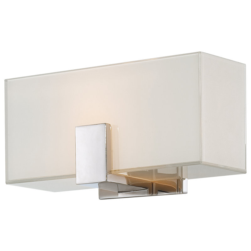 Applique murale 1 lumière avec abat-jours carrés Saldivar, Nickel poli