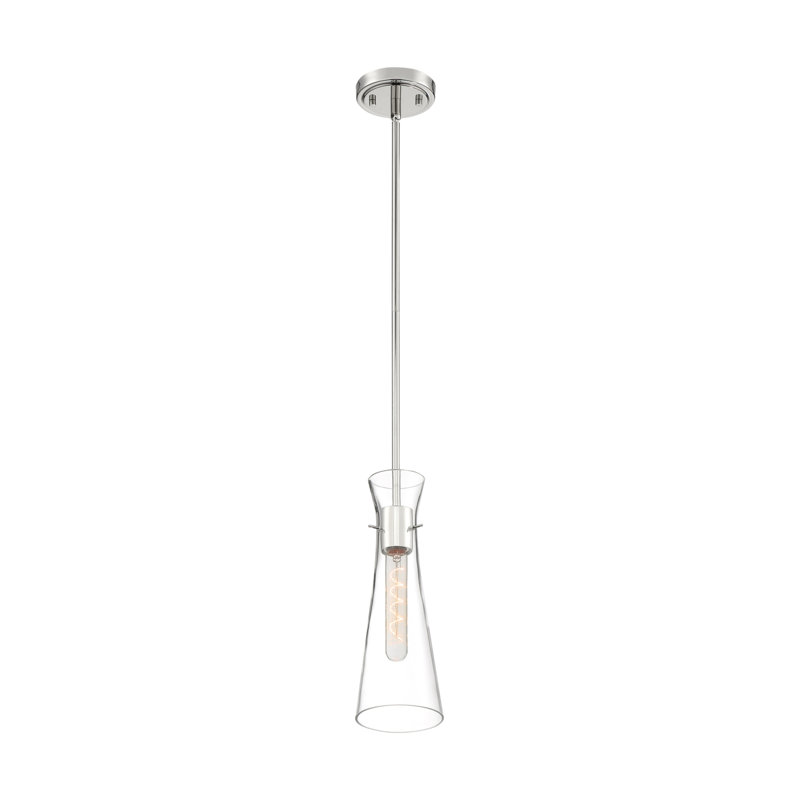 Luminaire suspendu à 1 lumière Bartly, Nickel poli