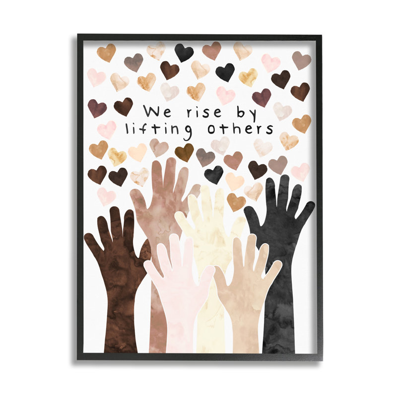 «We Rise» par Lifting d'autres citation «Hands Hearts» par Erica Billups - reproduction d'art, H 30 po x l 24 po x P 1,5 po