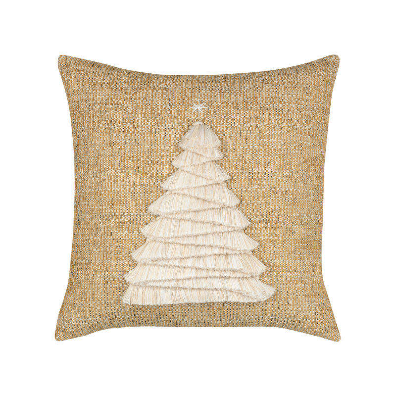 Fraser Fir Ruby Square Indoor/Outdoor Pillow Cover & Insert, Square 20", Gold