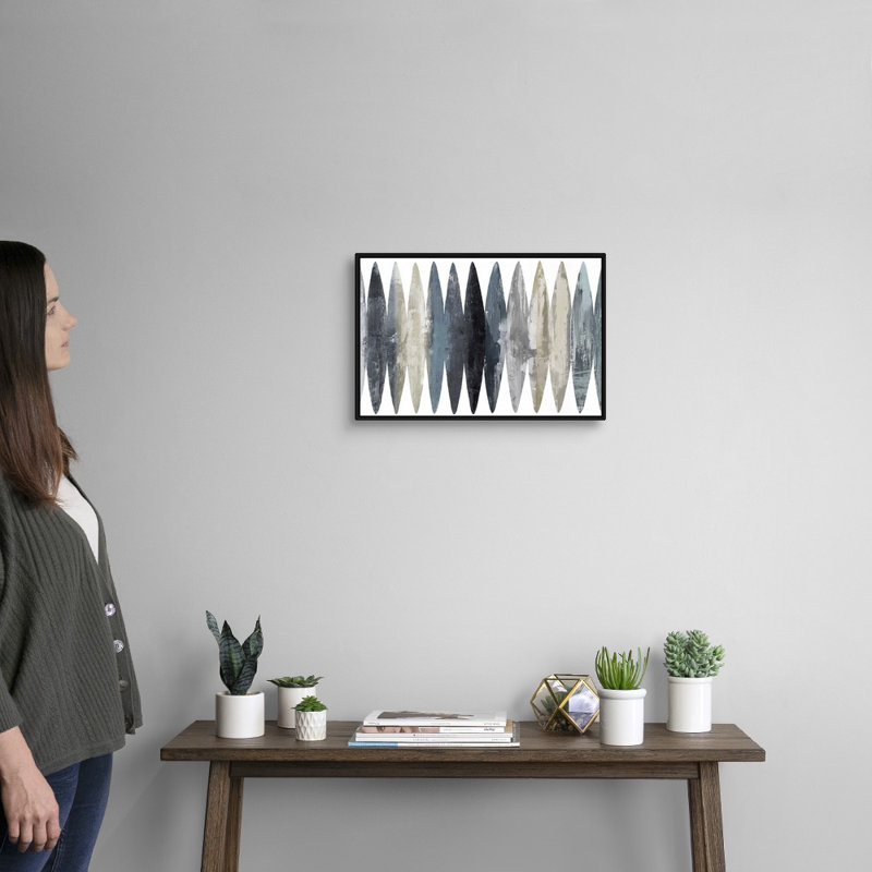 "Abstract Surfboard Gray" par David Moore - reproduction d'art sur toile, H 13,25 po x l 19,25 po, Toile avec cadre flottant