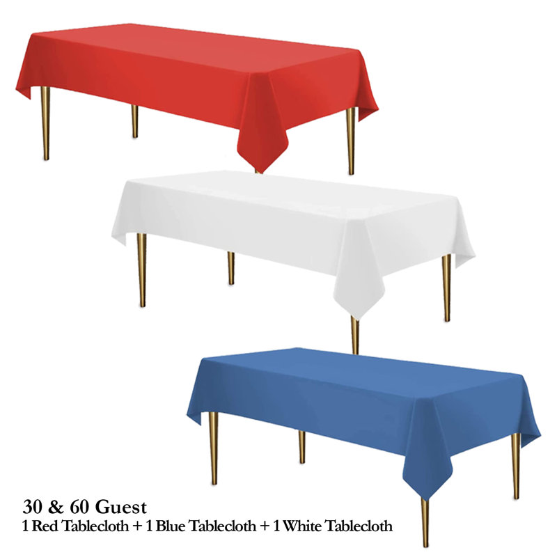 American Flag Themed Red White and Blue Disposable Party Plastic Plates Sets (60 Guests)