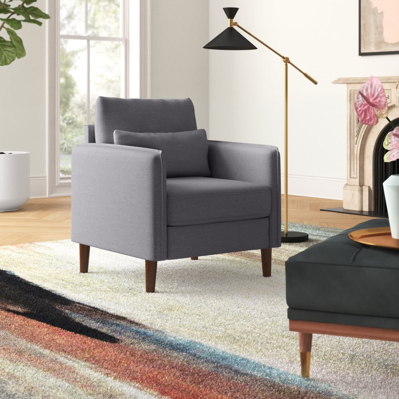 Overholt Upholstered Armchair, Blueish Gray Polyester