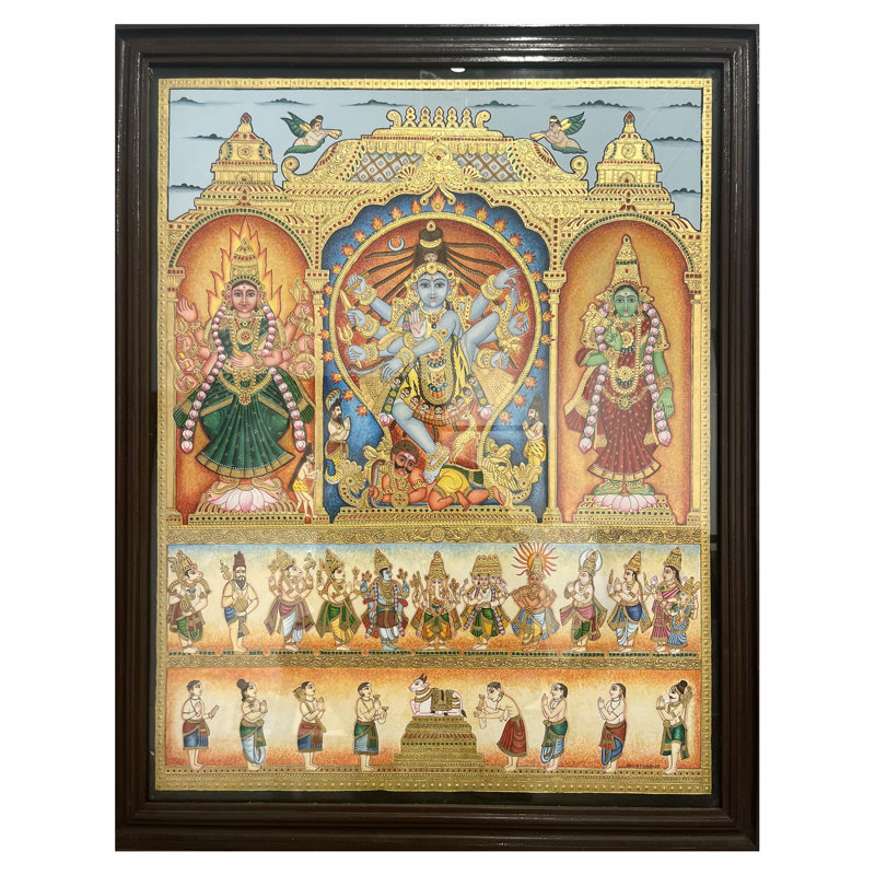 Nataraja avec Shivakamini | Miniature en relief | Peinture de MySore | Avec cadre