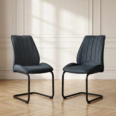 Polyester Blend Upholstered Cantilever Chair in Grey
