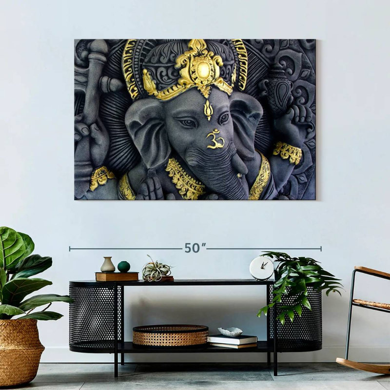 Adella Black Gold Ganesha Statue, 32" H x 48" W