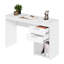 Bureau blanc contemporain avec poste de travail et rangement ouvert