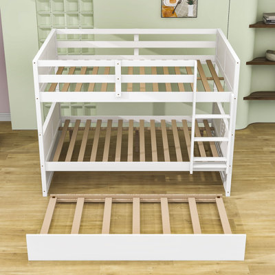 Full Over Full Wood Bunk Bed With Twin Size Trundle -  Harriet Bee, B7DA654B859643F88C75CB51CC045E97