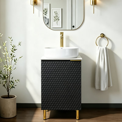 Meuble-lavabo moderne 18 po avec lavabo vasque en céramique