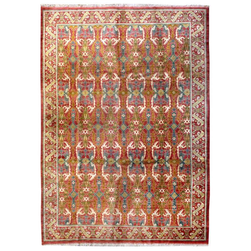 Spanish One-of-a-Kind 8'3" X 11'1" 1920s Area Rug in Red