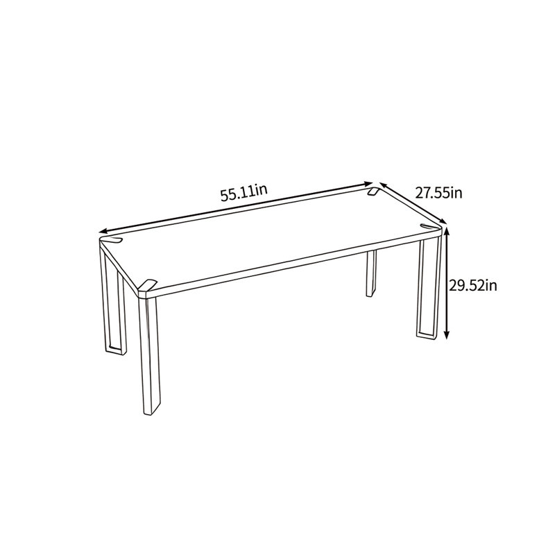 Durable solid wood dining table, 29.52"H x 55.11"L x 27.55"W