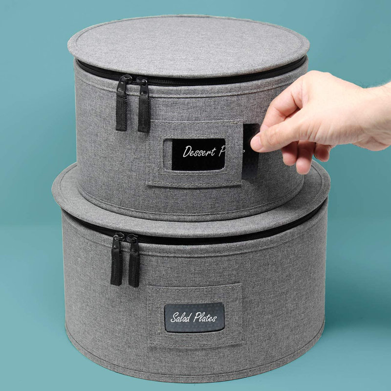 Sorbus 5-Set Stackable Dinnerware Storage Set with Plate Protector, Gray