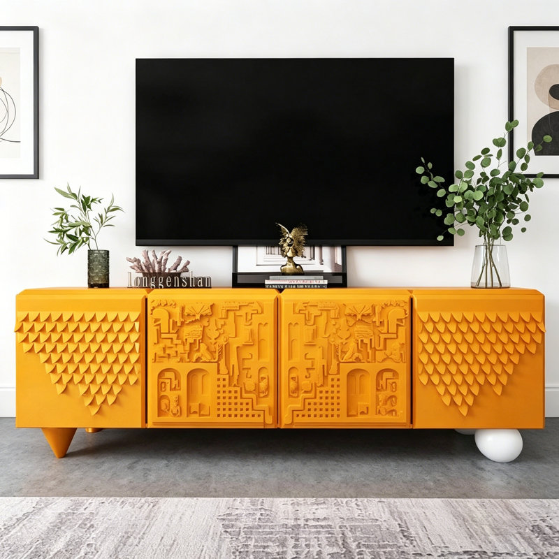 Meuble télé simple et créatif, Jaune