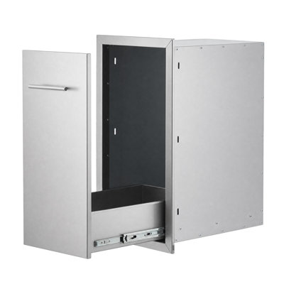 Armoire à déchets 1 pièce en acier inoxydable, support de poubelle de cuisine extérieure 14 po x 20 po x 26 po, armoire à déchets sous le comptoir pour îlot de barbecue et station de barbecue