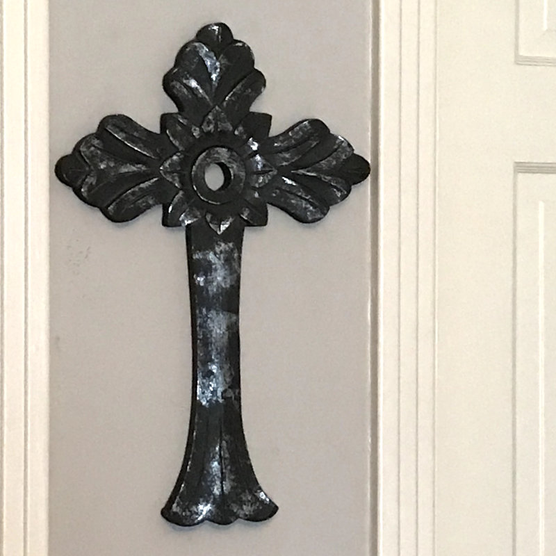 The Shepherd's Light Handmade Religious & Spiritual Solid Wood Wall Decor, Distressed Charcoal Black with Silver Foil Patina