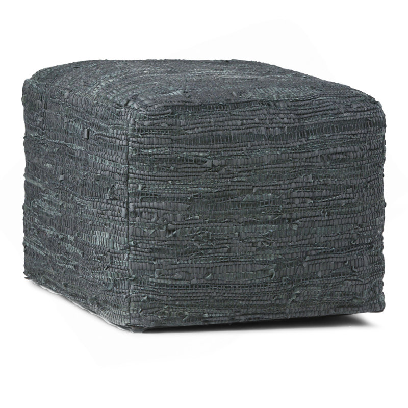 Fredrik - Pouf carré - Gris, Tissu vert foncé