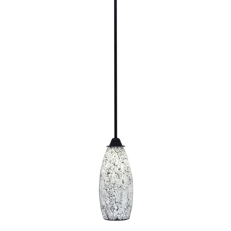 Luminaire suspendu en acier inoxydable, Noir / blanc, Noir mat, H 15,25 po x l 15,5 po x P 5,5 po