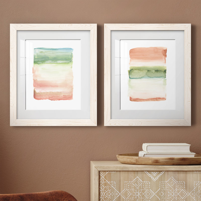 Skye I - ensemble de 2 peintures, H 20 po x l 34 po x P 1,5 po, Papier encadré blanc
