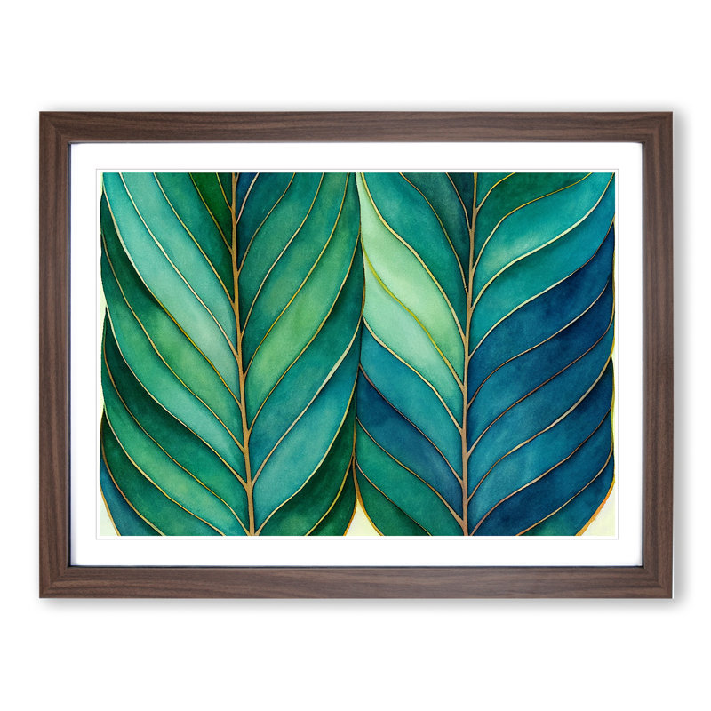 Explosive Leaf - Single Picture Frame Print, 34cm H x 46cm W x 2cm D, Walnut Framed
