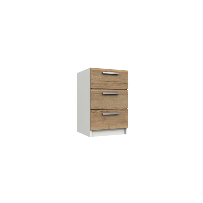 Harvey-Lee 38cm W Manufactured Wood Bedside Table, White/Natural Rustic Oak