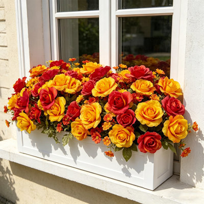 6 pièces de fleurs de soie artificielle rose, longues fleurs artificielles réalistes pour jardin Symbole de la posivité et des nouveaux commencements, jaune * 6