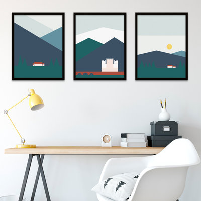 Highlands Eilean Donan Bonnie Scotland Castles 3 Piece Single Picture Frame and Floater Frame Wall Art