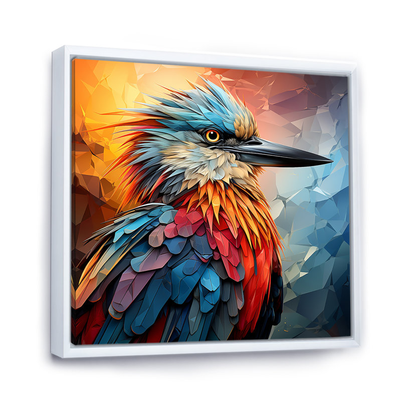 «Bird Cubist Skies I» sur toile, H 36 po x l 36 po x P 1,5 po, Cadre flottant blanc