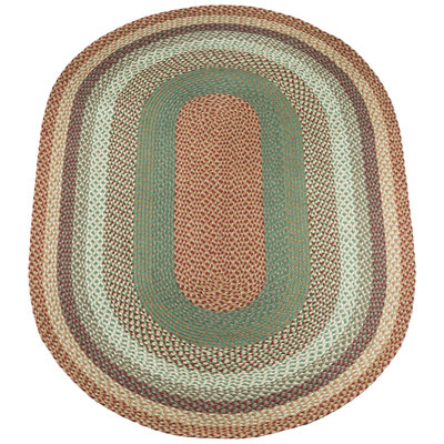 Earth Rug Buttermilk/Cranberry Oval Braided Rug