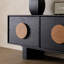Meuble télé moderne en bois noir 70,86 pouces avec deux tiroirs de rangement