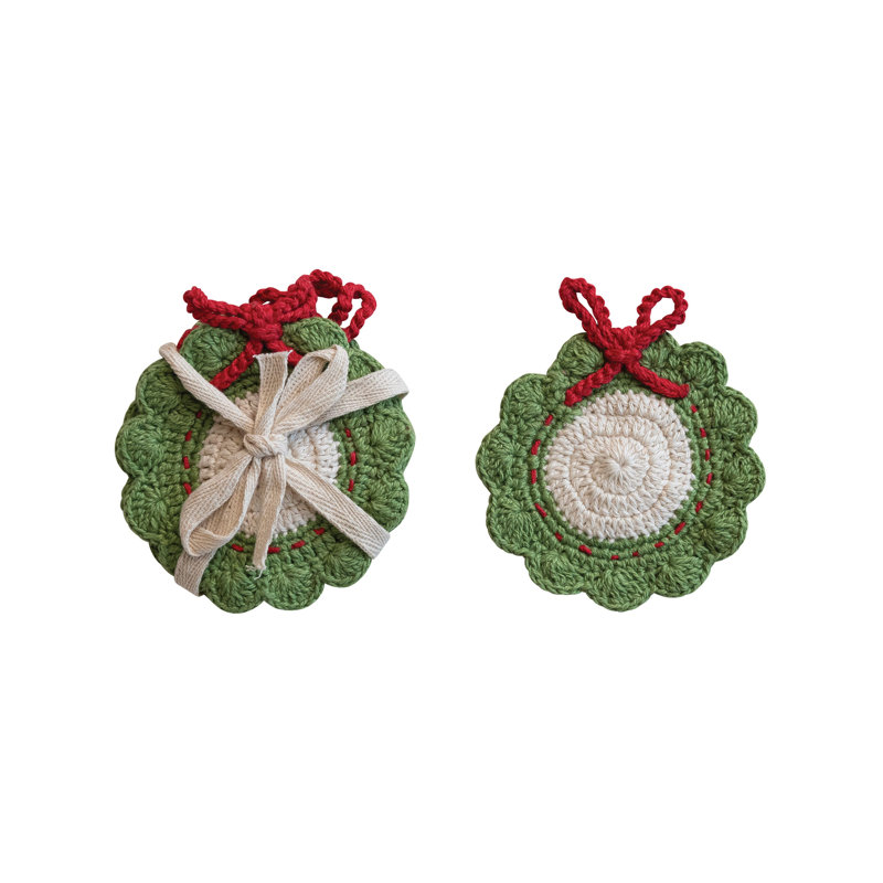 Cotton Crocheted Wreath Shaped Coasters