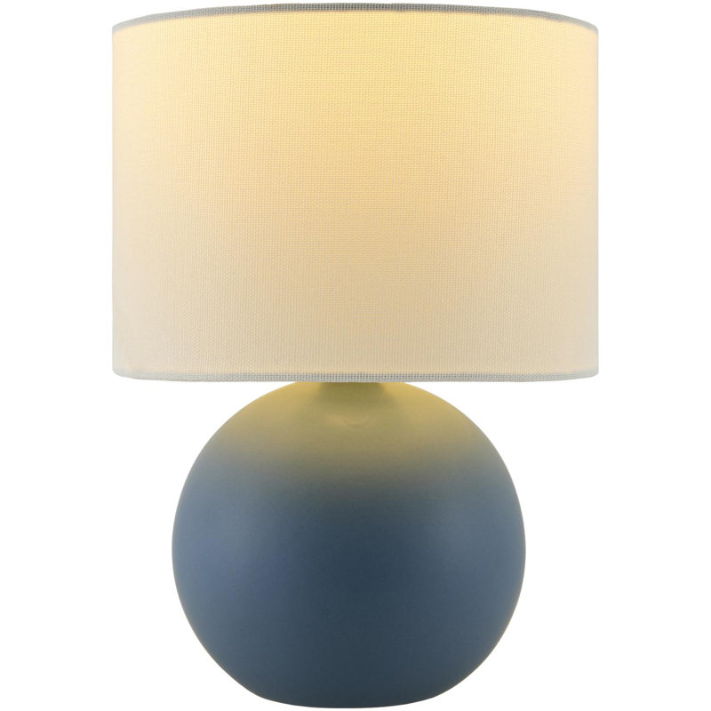 Ceramic Table Lamp with Linen Drum Shade, Blue