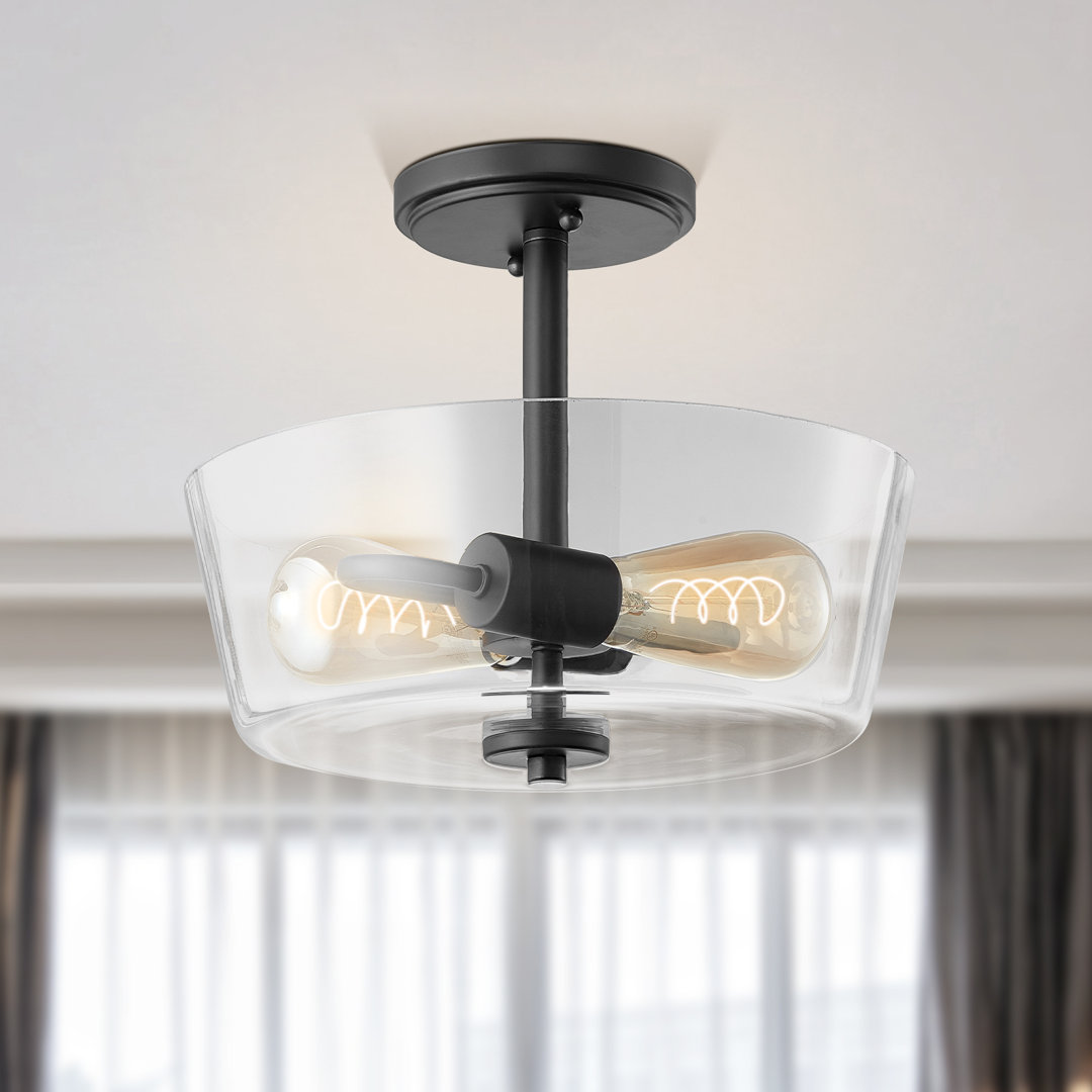 Komatke 2 - Light 12'' Semi flush mount Ceiling Light Latitude Run® Fixture 