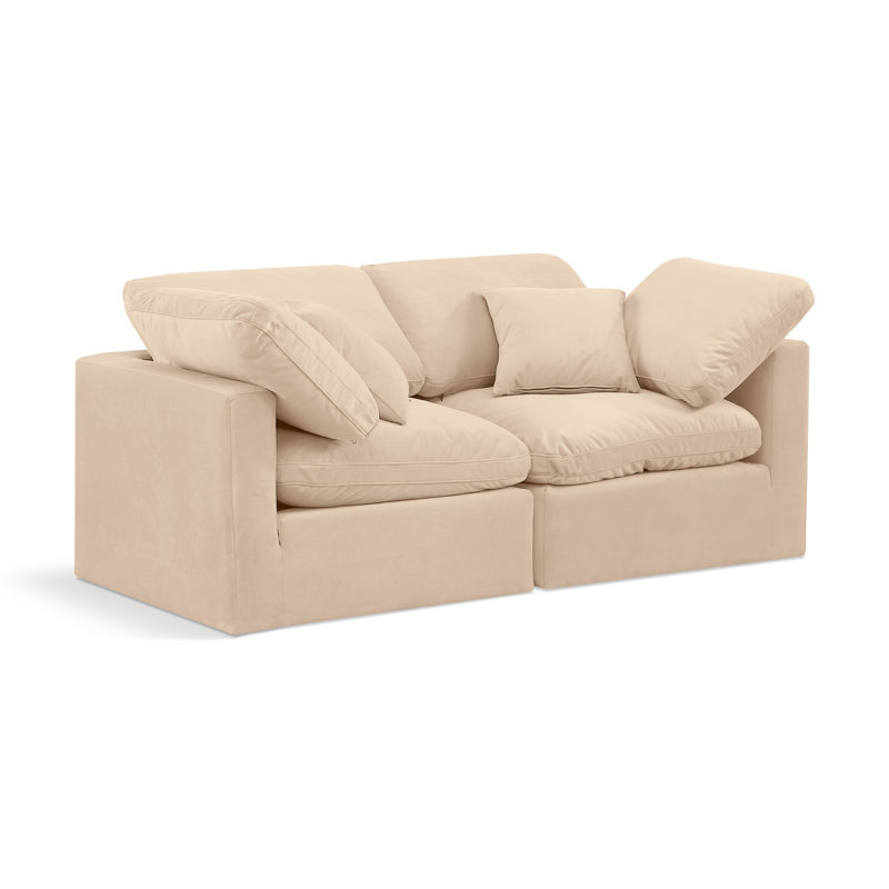 Itala 70'' Velvet Loveseat, Beige Velvet