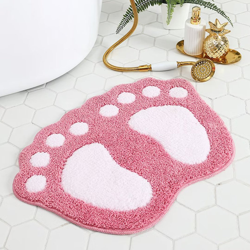 Tapis pour salle de bain en microfibre Molton avec envers antidérapant, Rose, L 19 po x L 26 po