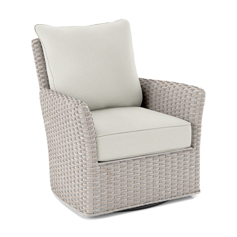 Fauteuil pivotant en polyester de 28 po de largeur Lanai, Blanc antique givré, Vanille Crypton Performance; 0822-91