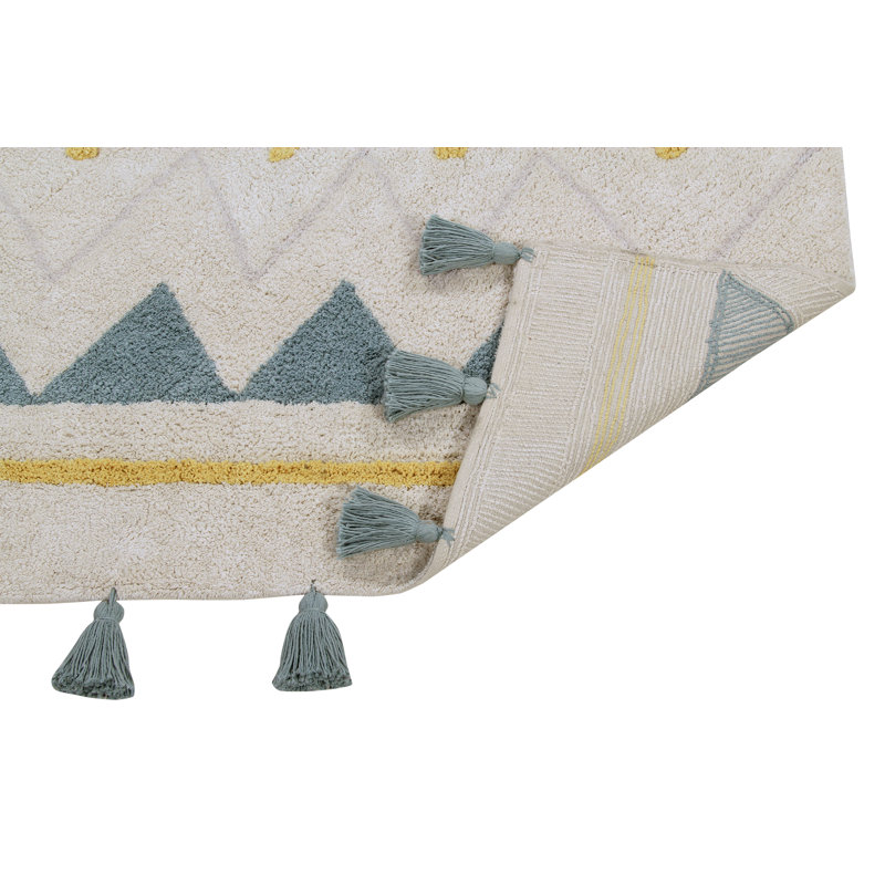 Tapis bleu noué à la main Azteca