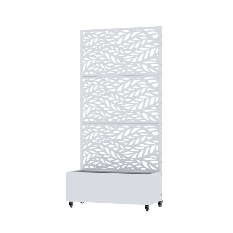 Outdoor Planter Box with Wheels, White