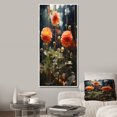 "Fleurs de zinnias orange et vertes"